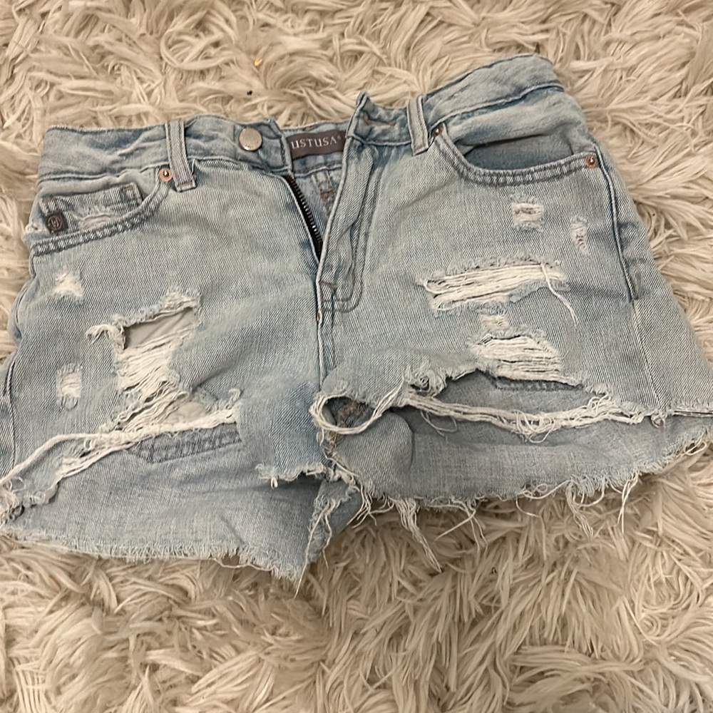 High rise denim shorts